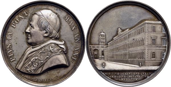 STATO PONTIFICIO. Pio IX (1846-1878). Medaglia annuale A. XXI AG Mont. 53 Ex Finarte 1976. FDC