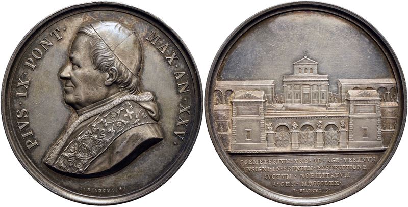 Stato Pontificio, Medaglia commemorativa di Pio IX (1846-1878), A. XXV AG Mont. 57