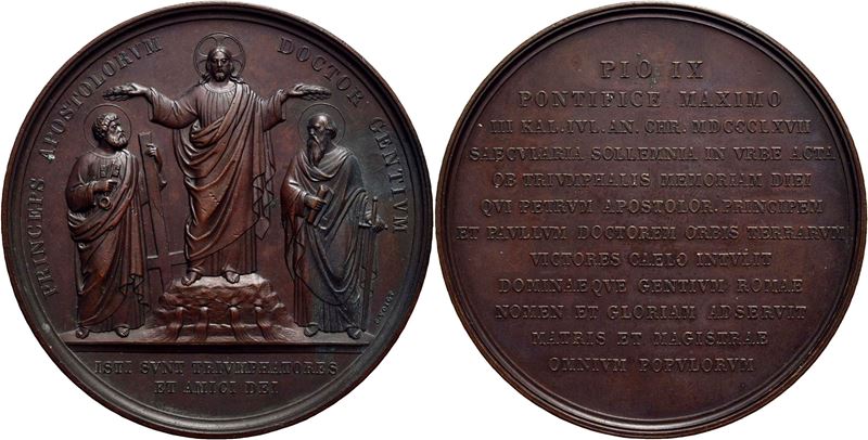 Pio IX, Medaglia commemorativa del 18° Centenario del martirio di Pietro e Paolo, 1867