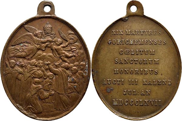 STATO PONTIFICIO. Pio IX (1846-1878). Medaglia - 1867 - Canonizzazione dei Martiri Greci Ø: 35 mm. - (AE g. 11,58) NC Bart. XXII-8. SPL/qSPL