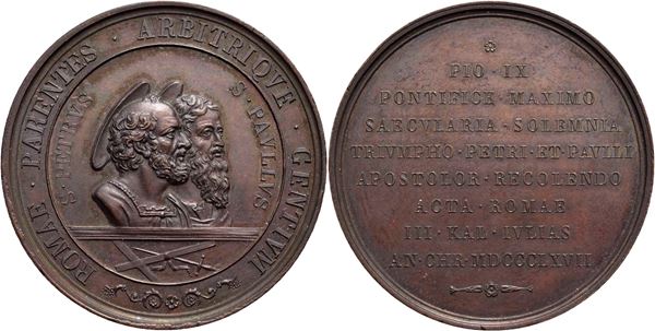 STATO PONTIFICIO. Pio IX (1846-1878). Medaglia 1867 Martirio Pietro e Paolo Opus: Voigt Ø: 48 mm. (AE g. 49) Bart. XXII-3. qFDC