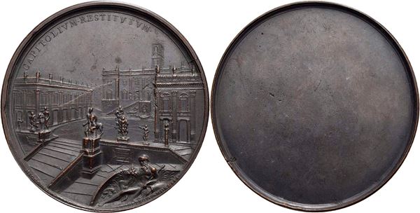 STATO PONTIFICIO. Pio IX (1846-1878). Medaglia 1867 - Restauro del Campidoglio Ø: 69 mm. - (AE g. 119,4) RR. qFDC