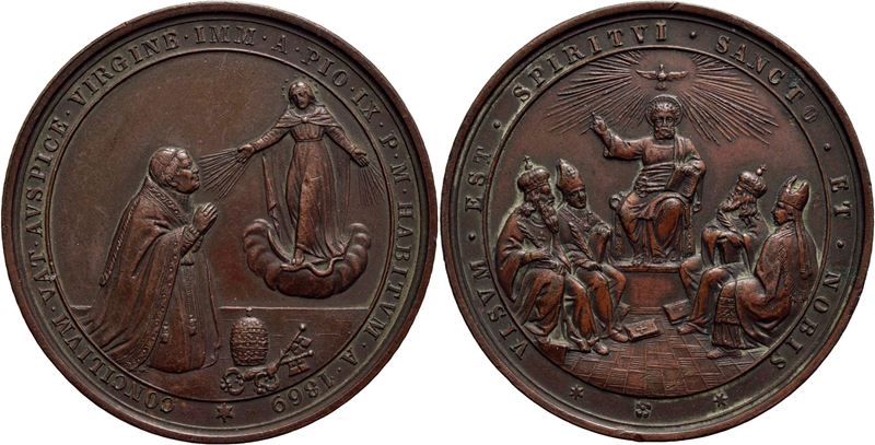 Medaglia commemorativa di Pio IX, Concilio Ecumenico 1869, Ø 47 mm, AE g. 43