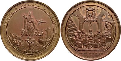 Pio IX, Medaglia commemorativa del Concilio Ecumenico (1869), Ø 50 mm, AE