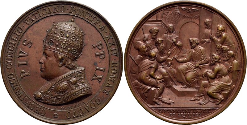Pio IX, Medaglia commemorativa del Concilio Ecumenico del 1869, Opus: C. Moscetti, Ø: 43 mm, AE g...