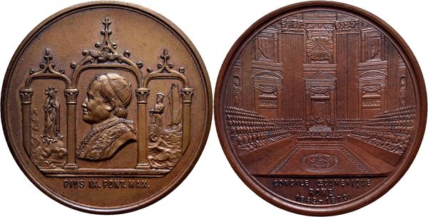 STATO PONTIFICIO. Pio IX (1846-1878). Medaglia - 1870 - Concilio Ecumenico Ø: 36 mm. - AE Bart. XXV-9 Ex Nascia 1977. qFDC