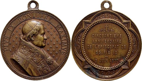 STATO PONTIFICIO. Pio IX (1846-1878). Medaglia 1877 Giubileo episcopale Opus: Penin Ø: 33 mm. - AE Bart. XXXI-24 Ex De Nicola 1974. qFDC