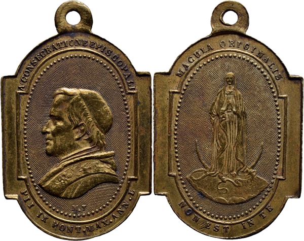 STATO PONTIFICIO. Pio IX (1846-1878). Medaglia - 1877 - Giubileo Episcopale Macula Originalis - (AE g. 4,74) Bart. XXXI-27 var mm. 23x31. SPL