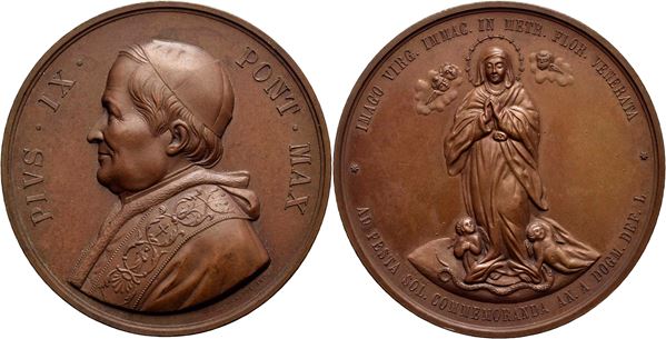 STATO PONTIFICIO. Pio IX (1846-1878). Medaglia 1904 50° Dogma Immacolata  Ø: 50 mm (AE g. 75) R FDC