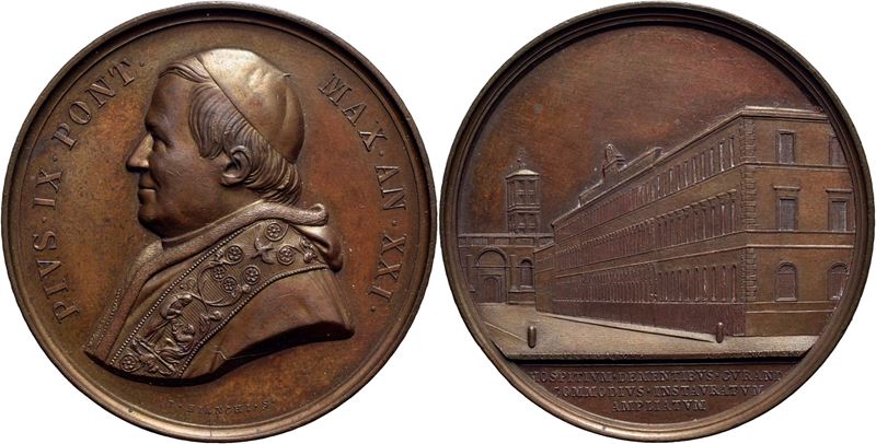 Pio IX, Medaglia commemorativa, A. XXI - AE Mont. 85, FDC