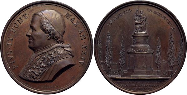 STATO PONTIFICIO. Pio IX (1846-1878). Medaglia - A. XXIV - AE Mont. 88 Ex Nascia 1977. FDC