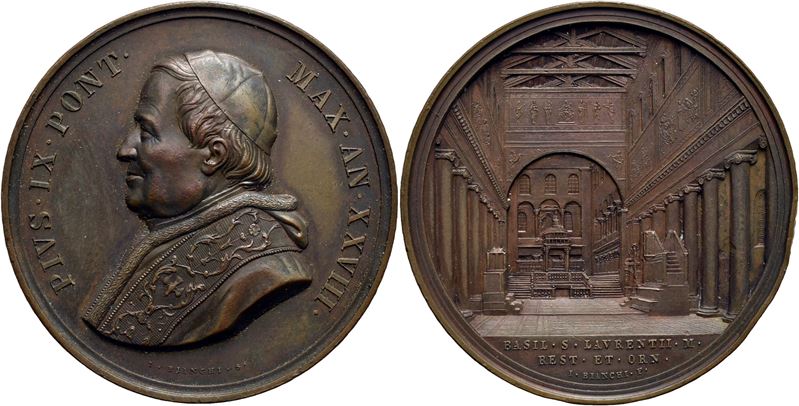 Pio IX, Medaglia commemorativa A. XXVIII - AE Mont. 92