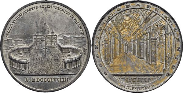 STATO PONTIFICIO. Pio IX (1846-1878). Medaglia 1869 Concilio Ecumenico - Basilica di S. Pietro Ø: 73 mm. - (MB g. 117) RR  SPL