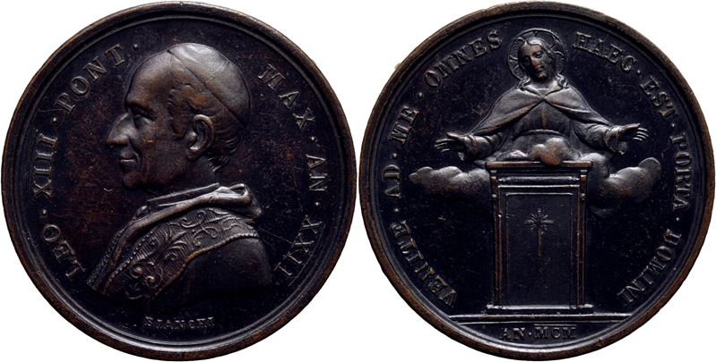 Leone XIII, Medaglia commemorativa (1900) in bronzo, Ø 30 mm, A. XXII Opus: Bianchi, Mod. 317
