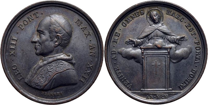 Medaglia commemorativa di Leone XIII, 1900, Bronzo Ø 30 mm