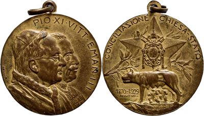 Pio XI, Medaglia del Concordato 1929, Ø: 25 mm, AE dorato