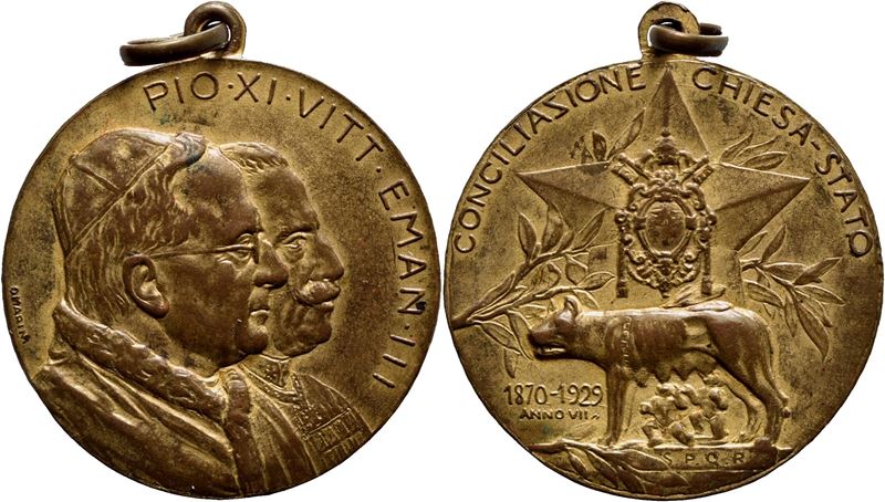 Pio XI, Medaglia del Concordato 1929, Ø: 25 mm, AE dorato