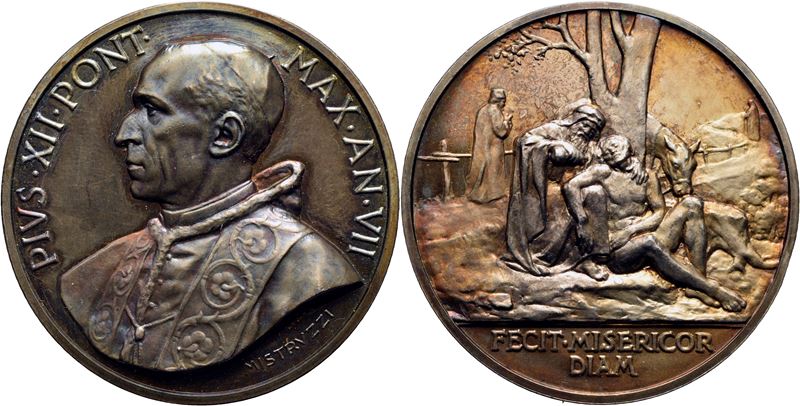 Pio XII, Medaglia commemorativa 1939-1958 - A. VII - AG RR Mont. 27, FDC