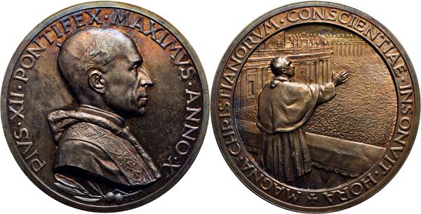 VATICANO. Pio XII (1939-1958) - Medaglia - A. X - AG RR Mont. 30 Stupenda patina. FDC