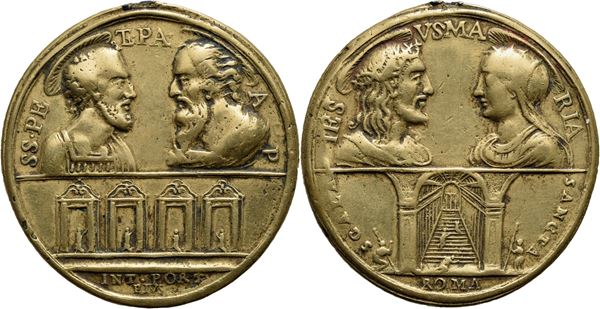 RELIGIOSE - Medaglia - 1800 - Gesú, Maria, SS. Apostoli, Porte e Scala Santa Ø: 50 mm. - (AE g. 39,5) Appiccagnolo rimosso. BB