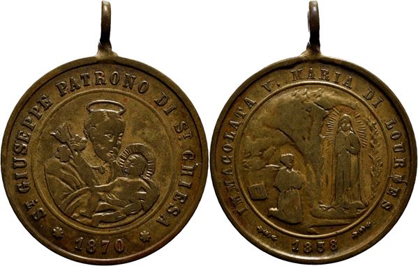 RELIGIOSE - Medaglia - 1858-1870 Lourdes Ø: 25 mm. - (AE g. 5,6). BB