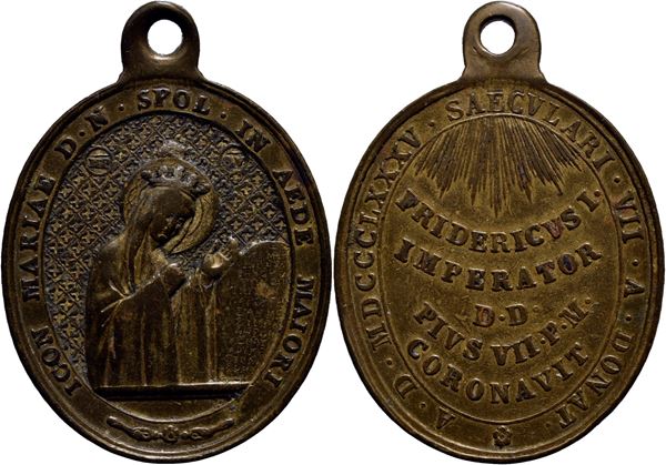 RELIGIOSE - Medaglia - 1885 - Incoronazione B.V. di Spoleto - (AE g. 9,6) R mm. 24x29. qSPL