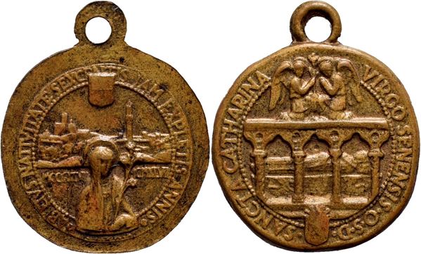 RELIGIOSE - Medaglia - 1947 - 700° Santuario S. Caterina Opus: Morbiducci Ø: 16 mm. - AE R. qFDC