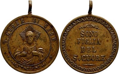 Medaglia religiosa del XIX secolo, Ø 32 mm, in bronzo