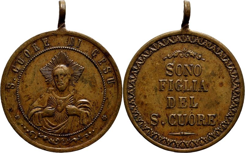 Medaglia religiosa del XIX secolo, Ø 32 mm, in bronzo
