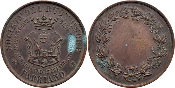 CITTA' - Fabriano - Medaglia - 1875 - Società del Buon Umore Opus: Grassi Ø: 42 mm. - (AE g. 28,6) R. SPL
