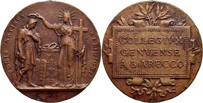 Medaglia commemorativa, Genova - Collegio Arecco, Ø 35 mm, AE, SPL