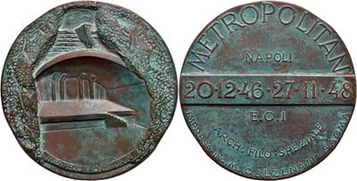 Medaglia commemorativa di Napoli, Cinema Metropolitan, 1948, bronzo, Ø 70 mm
