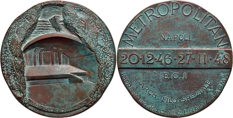 Medaglia commemorativa di Napoli, Cinema Metropolitan, 1948, bronzo, Ø 70 mm