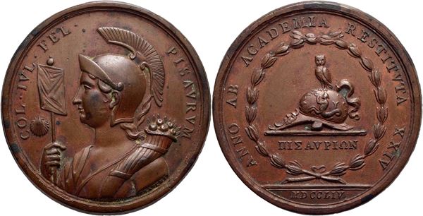CITTA' - Pesaro - Medaglia - 1754 Opus: A. Franchi Ø: 48 mm. - (AE g. 45,4) RR. SPL