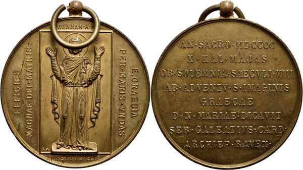 CITTA' - Ravenna - Medaglia - 1900 - 800° Madonna Greca Opus: Johnson Ø: 39 mm. - (AE dorato g. 24,2). FDC