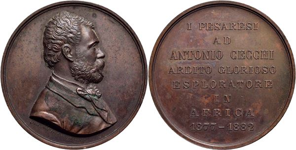 PERSONAGGI - Antonio Cecchi (esploratore) (1849-1896) - Medaglia - 1882 Opus: Gori Ø: 45 mm. - (AE g. 46). SPL/qFDC
