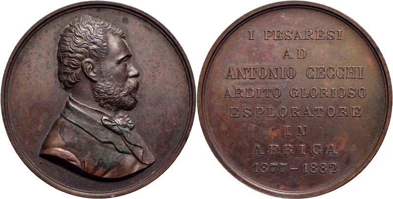 Antonio Cecchi, Medaglia commemorativa - 1882, bronzo Ø 45 mm