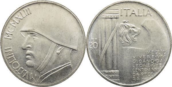 PERSONAGGI - Benito Mussolini (politico) (1883-1945) - Medaglia - 1943 - Del valore di 20 Lire Ø: 30 mm. - (AG g. 16,85). FDC