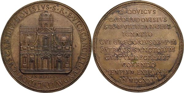 PERSONAGGI - Ludovico Ludovisi (Cardinale) (1595-1632) - Medaglia 1626 Fondazione chiesa di Sant'Ignazio  Ø: 63 mm. - (AE g. 68,4) RR . SPL-FDC