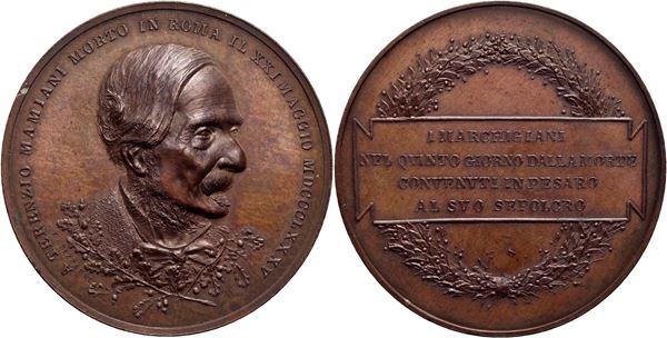 PERSONAGGI - Terenzio Mamiani (1799-1885) - Medaglia 1885 Per la morte i Ø: 50 mm. (AE g. 64,9) R. qFDC
