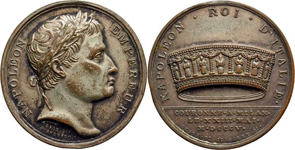 NAPOLEONICHE - Napoleone I (1804-1814) - Medaglia 1805 Per l'incoronazione  Ø: 40 mm. - (MB g. 41) R SPL