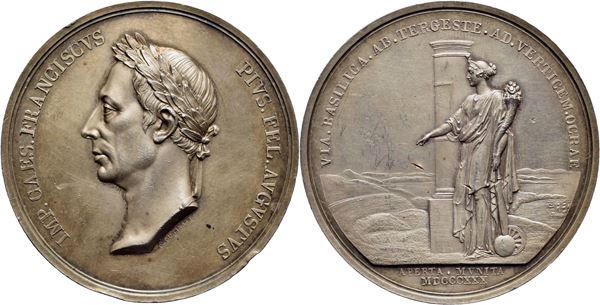 MILANO - Francesco I d'Asburgo-Lorena (1815-1835) - Medaglia - 1830 -  Ø: 44 mm. - (AG g. 33,35) RRR Segnetto al R/. qFDC