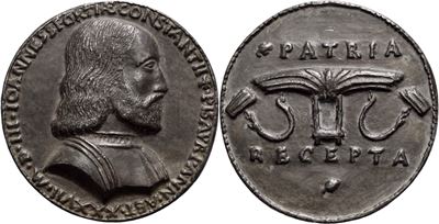 Giovanni Sforza, Medaglia commemorativa del ritorno a Pesaro (1503) - Ø: 74 mm - (AE g. 234,1)