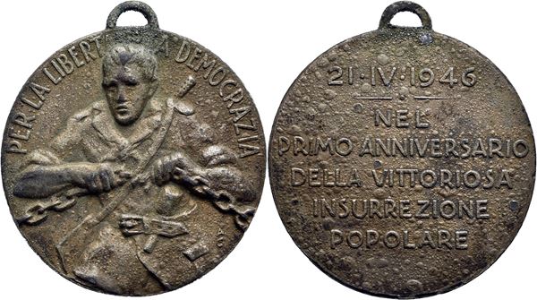 REPUBBLICA - Medaglia - 1946 - 1° Anniversario della Liberazione Ø: 33 mm. - (MI g. 14) R. BB+