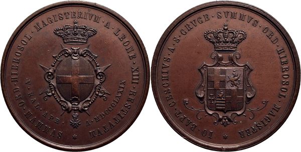 S.M.O.M. - Medaglia - 1879 - Gran Maestro Sovrano Militare Ordine di Malta Opus: Bianchi Ø: 42 mm. - (AE g. 29,7) R Mod. 30. SPL-FDC