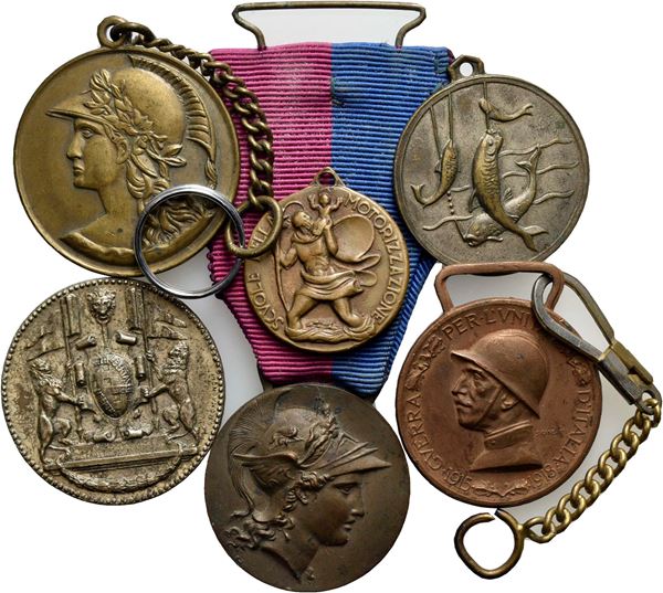 VARIE. Lotto multiplo di medaglie. Metalli, diametro, peso e epoche varie. Varie