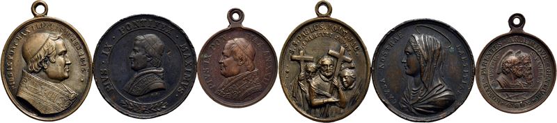 Pio IX, Lotto di 3 medaglie in rame (Cu) - Stato Pontificio (1846-1878)