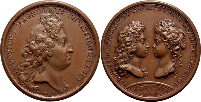 Mauger, Medaglia commemorativa del matrimonio di Luigi XIV e Maria Adelaide, 1697