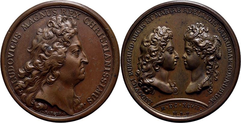 Mauger, Medaglia commemorativa del matrimonio tra Luigi XIV e Maria Adelaide (1697)