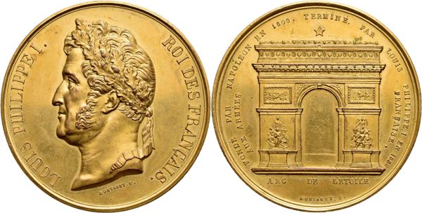 FRANCIA - Luigi Filippo I (1830-1848) - Medaglia - 1806-1836 - Arco di trionfo  Ø: 54 mm. - (AE dorato g. 75,8). FDC